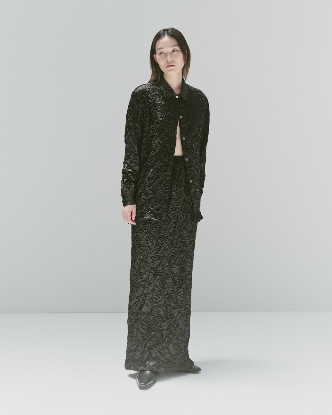 wrinkled ace long skirt