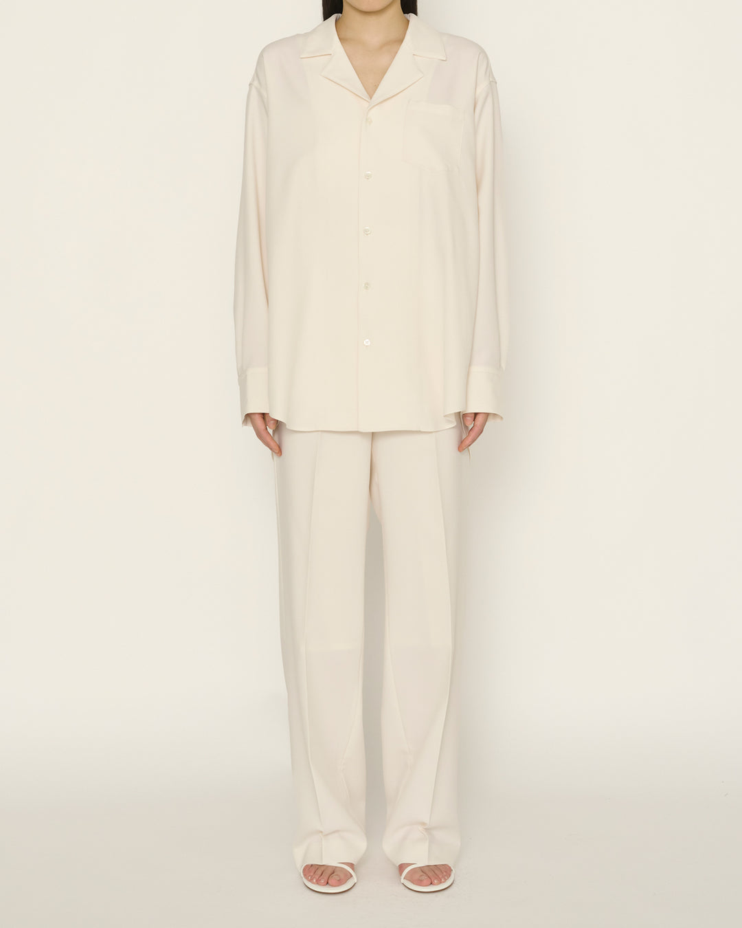 enof イナフlong sleeve cord shirt ecru 02