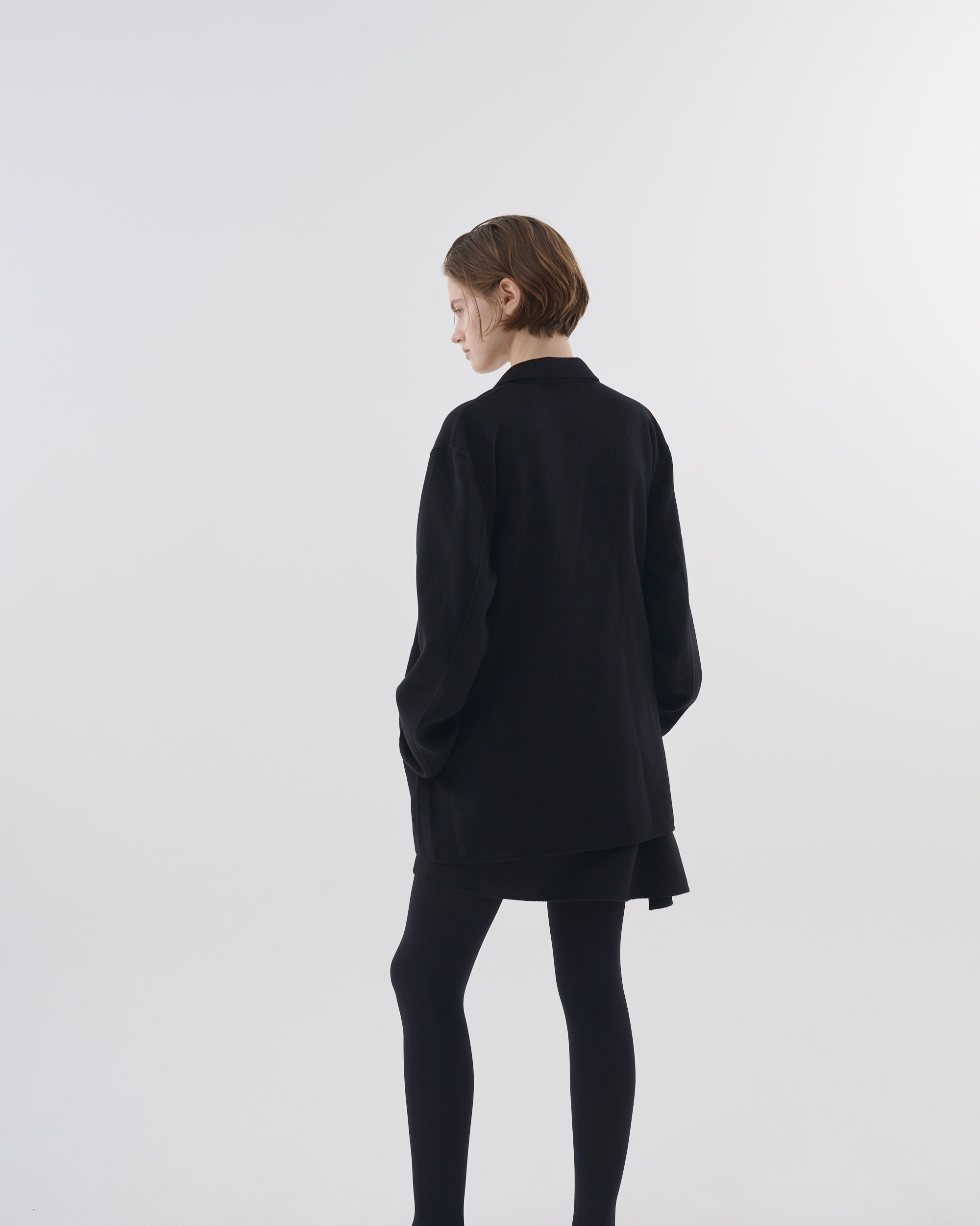 【新品タグ付】enof wool rever half coat 01 ブラック cape coat – ENOF