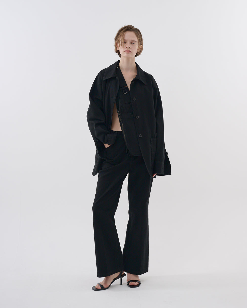 cotton flared work pants